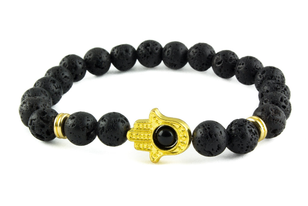 Classic Matte Black & Gold Hamsa Hand