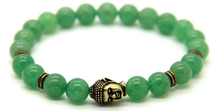 Natural Aventurine & Antique Bronze Buddha Bracelet *1 Day Sale!*