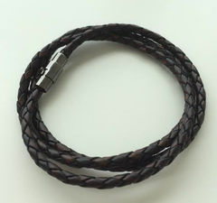 Premium Black & Brown Triple Wrap Leather Bracelet
