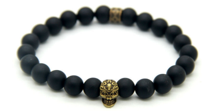 Matte Black & Bronze Skull Bracelet