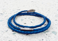 Premium Blue Triple Wrap Leather Bracelet
