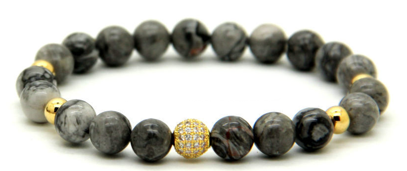 Grey Jasper CZ stone Lux Bracelet