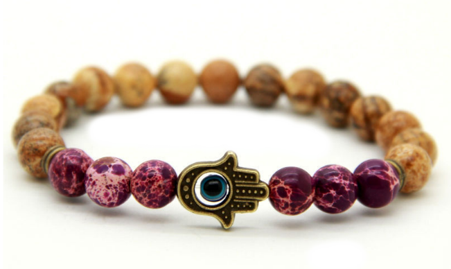 Purple Jasper Hamsa Hand Bracelet *1 Day Sale*