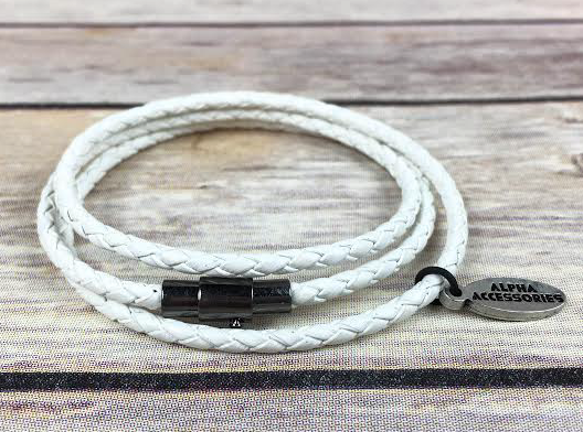 Premium White Triple Wrap Leather Bracelet