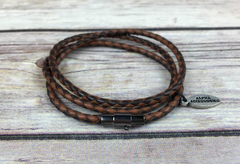 Premium Black & Brown Triple Wrap Leather Bracelet