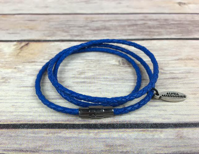Premium Blue Triple Wrap Leather Bracelet