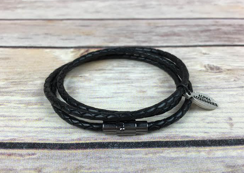 Premium Black Triple Wrap Leather Bracelet