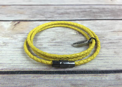Premium Yellow Triple Wrap Leather Bracelet