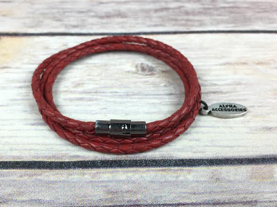 Premium Red Triple Wrap Leather Bracelet