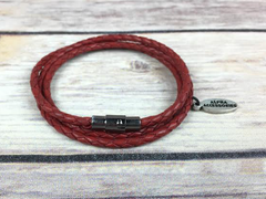 Premium Red Triple Wrap Leather Bracelet