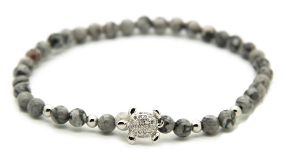 Grey & Silver Good Luck Turtle Bracelet