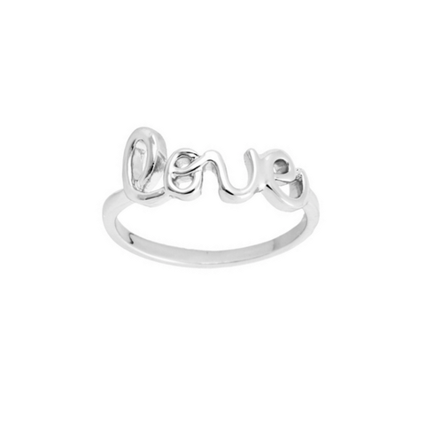 Silver love letter ring