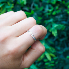 Silver love letter ring