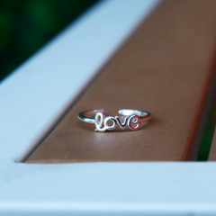 Silver love letter ring