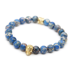 Blue Sediment Stone Bead with Skull Bracelet *1 Day Sale!*