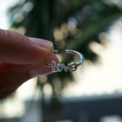 Silver love letter ring