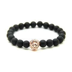 Matte Black & Rose Gold Lion Bracelet