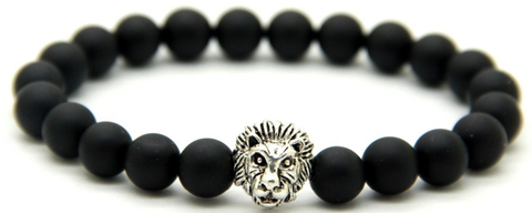 Matte Black  & Silver Lion Head Bracelet *1 Day SALE*