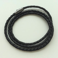 Premium Black Triple Wrap Leather Bracelet