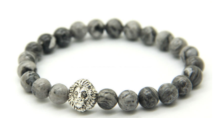 Grey Marble & Silver Lion Bracelet *1 Day Sale!*