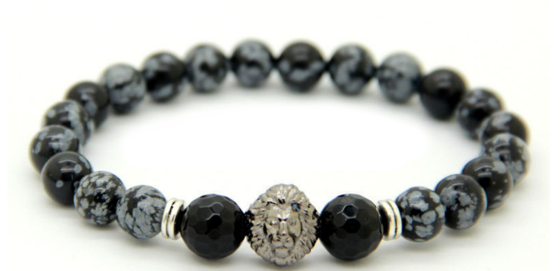 Grey & Black Marbled Lion Bracelet