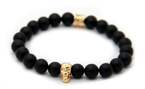 Matte Black & Gold Skull Bracelet *1 Day Sale!*
