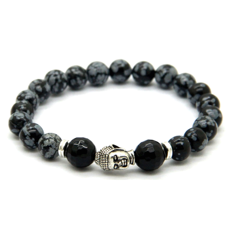 Black & Grey Marble Buddha Bracelet *1 Day Sale!*